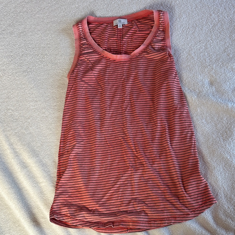 AG Adriano Goldschmied Coral and Black Striped Tank